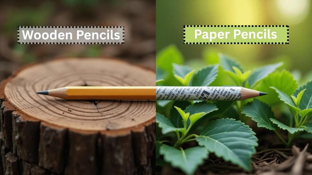 wooden pencil vs paper pencil