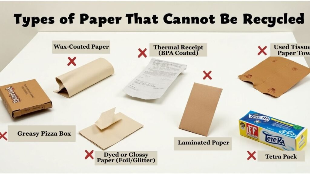 Types of paper that cannot be recycled 